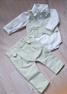 Conjunto Batizado Menino Calça Saruel e Colete-Várias Cores