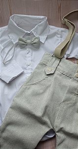 Conjunto Batizado Menino Calça Saruel e Suspensório Várias Cores