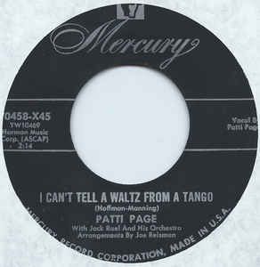 COMPACTO - Patti Page With Jack Rael And His Orchestra ‎– I Can't Tell A Waltz From A Tango