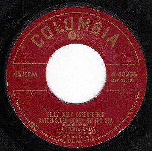 COMPACTO - The Four Lads ‎– Gilly Gilly Ossenfeffer Katzenellen Bogen By The Sea / I Hear It Everywhere