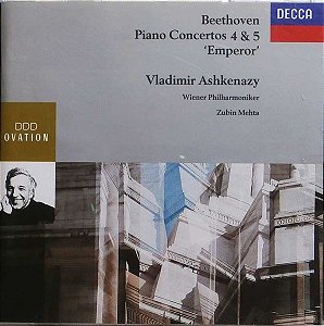 CD Beethoven / Vladimir Ashkenazy, Wiener Philharmoniker, Zubin Mehta – Piano Concertos 4 & 5 'Emperor' ( IMP USA )