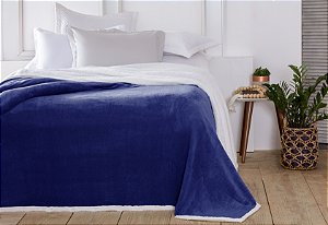 Manta Casal Áustria Azul Marinho Corttex Sherpa Design 1,80 x 2,20mt