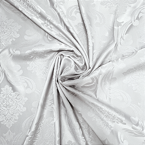 Tecido Jacquard Medalhão Adamascado London Perola