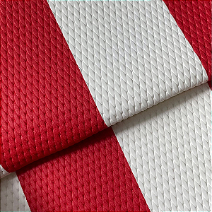 Tecido Courvin Náutico Trançado Sintético Para Moveis e Embarcações York Aspen Branco e Vermelho AN2004- Largura 1,40m