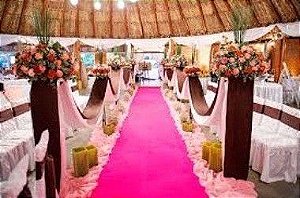Passadeira Carpete 2m Largura Rosa Para Casamento, Festas 5 Metros de comprimento