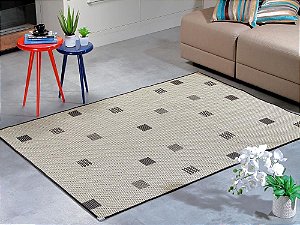 Tapete para Sala Sisal Antiderrapante com Quina de Proteção Preto e Bege - S490 - 1,50x2,00