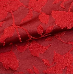 Tecido para Sofá e Estofado Jaquard  Vermelho Floral - Ferr - 27