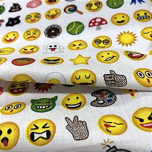 Tecido Tricoline 100% Algodão Emojis com 1,50 de largura - 2335