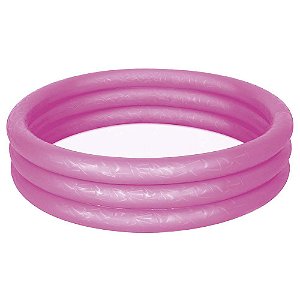 Piscina Inflável Infantil Rosa 130l Mor Com Adesivo Reparo - 1782