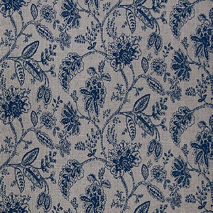 Tecido para Sofá Jacquard Floral Azul Marinho - Largura 1,40m - PIS-36