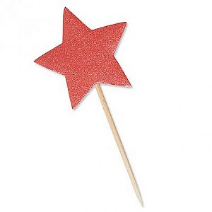 Estrela Vermelha Glitter para Lembrancinha 10 Un - Catelândia