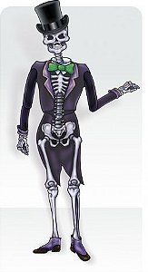 Painel Esqueleto Noivo Articulado - Grande 1,50m - Decoração De Halloween - Catelândia