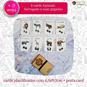 8 Cards Animais Selvagens e Suas Pegadas