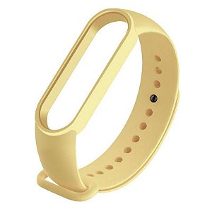 Pulseira de Silicone Creme, Pino de Metal - Mi Band 5 e 6