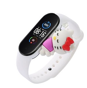 Pulseira de Silicone Animada Hello Kitty - Mi Band 5 e 6