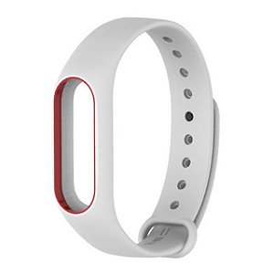 Pulseira de Silicone Dupla Branco c/ Vermelho - Mi Band 2