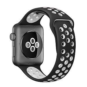 Pulseira Esportiva Preto c/ Branco E5 - Apple Watch 42/44mm