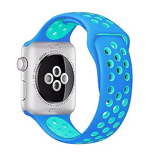 Pulseira Esportiva Azul Royal c/ Azul Claro E9 - Apple Watch 42/44mm