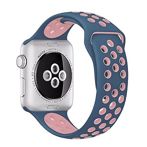 Pulseira Esportiva Azul Cinzento c/ Rosinha E24 - Apple Watch 42/44mm