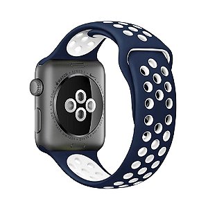 Pulseira Esportiva Azul Marinho c/ Branco E28 - Apple Watch 42/44mm