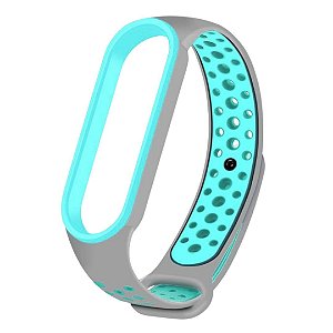 Silicone Esportiva Cinza c/ Ciano - Mi Band 5/6 e Amazfit Band 5