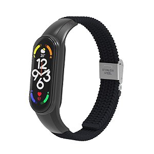 Pulseira de Nylon Preto, Trava de Metal - Mi Band 7