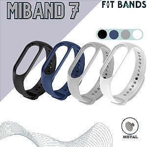 Kit c/ 4 Pulseiras de Silicone com Pinos de Metal - Mi Band 7