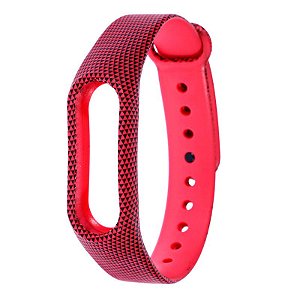 Pulseira de Silicone Estampada Vermelho c/ Preto - Mi Band 2