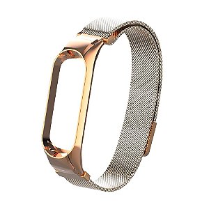 Pulseira de Metal Gold Rose c/ Fecho Magnetico - Mi Band 3/4