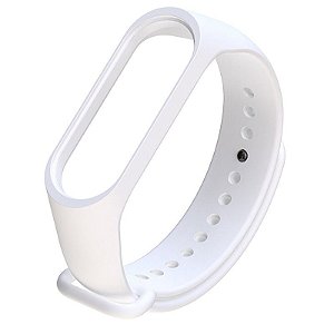 Pulseira de Silicone Lisa Branco, Pino de Metal - Mi Band 3/4