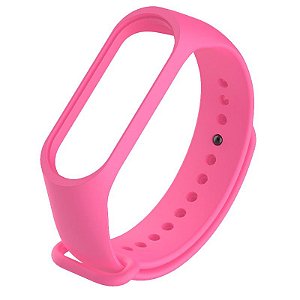 Pulseira de Silicone Rosa, Pino de Metal - Mi Band 3/4