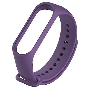 Pulseira de Silicone Lisa Roxo, Pino de Metal - Mi Band 3/4