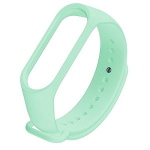 Pulseira de Silicone Lisa Menta, Pino de Metal - Mi Band 3/4