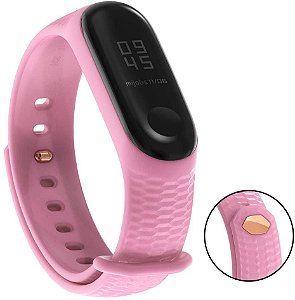 Pulseira Texturizada Rosa c/ fecho metal  - Mi Band 3/4