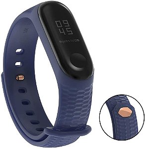 Pulseira Texturizada Azul c/ fecho metal - Mi Band 3/4