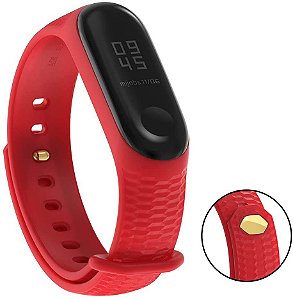 Pulseira Texturizada Vermelho c/ fecho metal - Mi Band 3/4