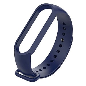 Pulseira de Silicone Azul Escuro, Pino de Metal - Mi Band 5 e 6