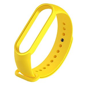 Pulseira de Silicone Amarelo, Pino de Metal - Mi Band 5 e 6