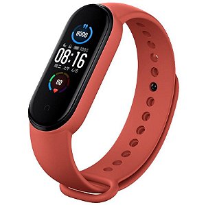 Pulseira de Silicone Vermelho Escuro,  Pino de Metal - Mi Band 5 e 6