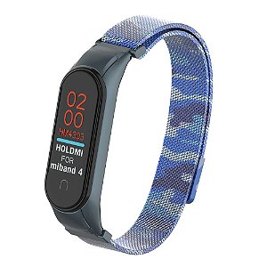 Camuflado Azul com Fecho Magnético e Engate seguro  - Mi Band 3/4