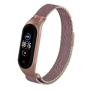 Metal Rose Listra com Trava de Segurança - Mi Band 5 e 6