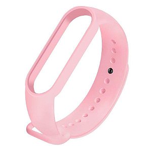 Pulseira de Silicone Rosa Claro, Pino de Metal - Mi Band 5 e 6