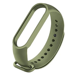 Pulseira de Silicone Verde Militar, Pino de Metal - Mi Band 5 e 6