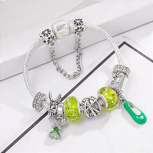 Pulseira de Berloques Banhada a Prata Completa Tinker Bell