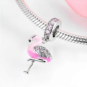 Berloque Charm Pendente em Prata 925 Flamingo