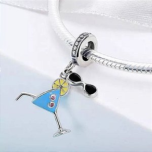 Berloque Charm Pendente em Prata 925 Coquetel Drink Verão