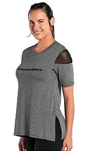 Blusa Du Sell Viscolycra com Tule e Estampa