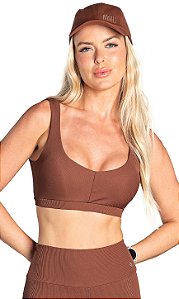 Top Du Sell Fit Canelado Transversal com Bojo Removível