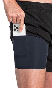 Short Masculino Du Sell Running Silky SP Compression Bolso Interno