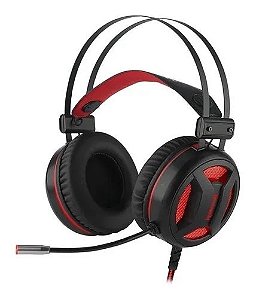 Headset Gamer Redragon Minos, 7.1 Virtual, Driver 50mm, USB, Preto e Vermelho - H210